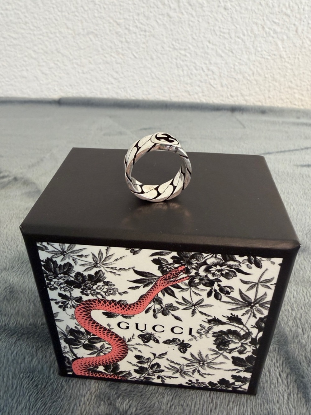 Brand New Gucci Interlocking G Gourmette Silver 925 Ring Sz 16 (US 7.5) - Picture 5 of 10
